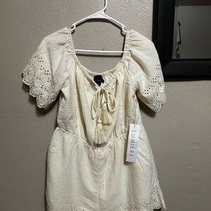 NWT Lumière Cream Eyelet Romper